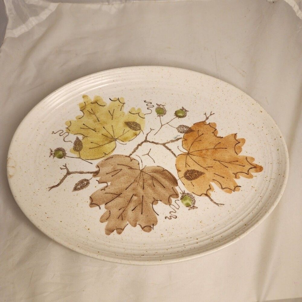 #7606 Metlox Poppytrail fall thanksgiving Autumn Gold Platter 14x10